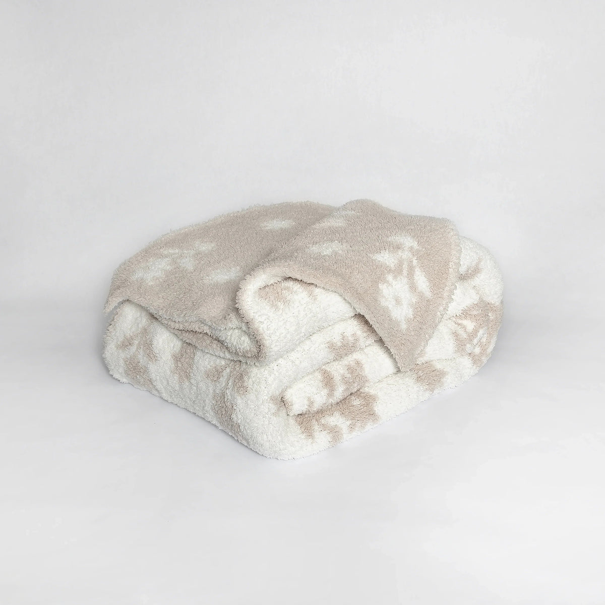Flower Print Blushing Beige and White Extended Throw