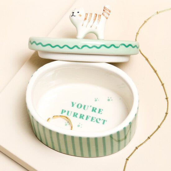 Ceramic Cat Trinket Pot