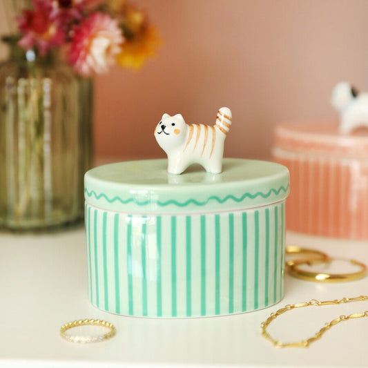 Ceramic Cat Trinket Pot