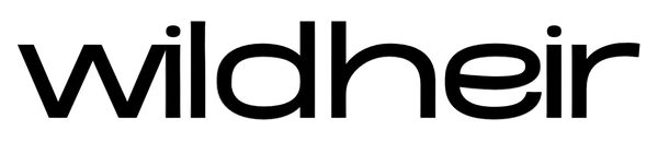 The brand name 'wildheir' in a clean, black lowercase sans-serif font centered on a very light off-white background.